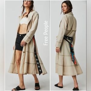 Free People Rory Duster Sand Dollar Trench Coat Size Small NWT **Missing Belt***